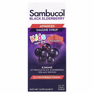 Sambucol, Kids, Black Elderberry, Advanced Immune Syrup, 2 Years & Older, Berry, 4 fl oz (120 ml)